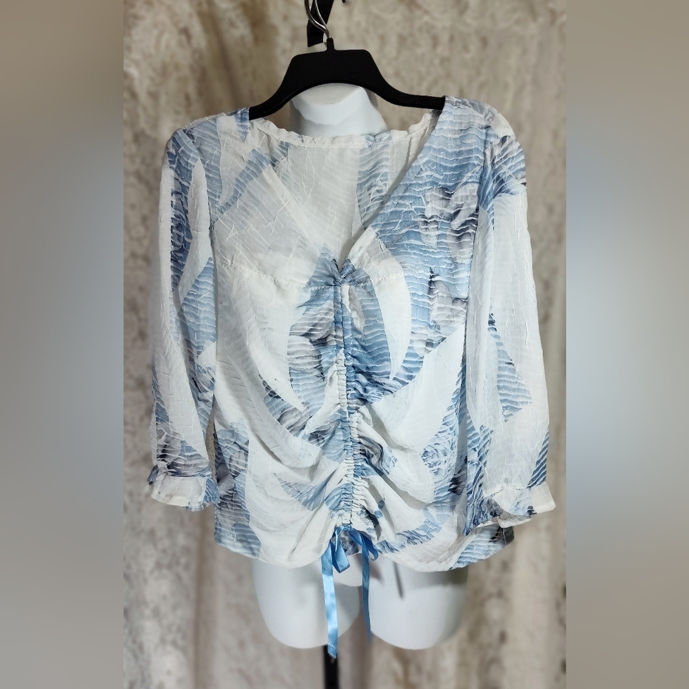 Elegant Blue and White Women's Top